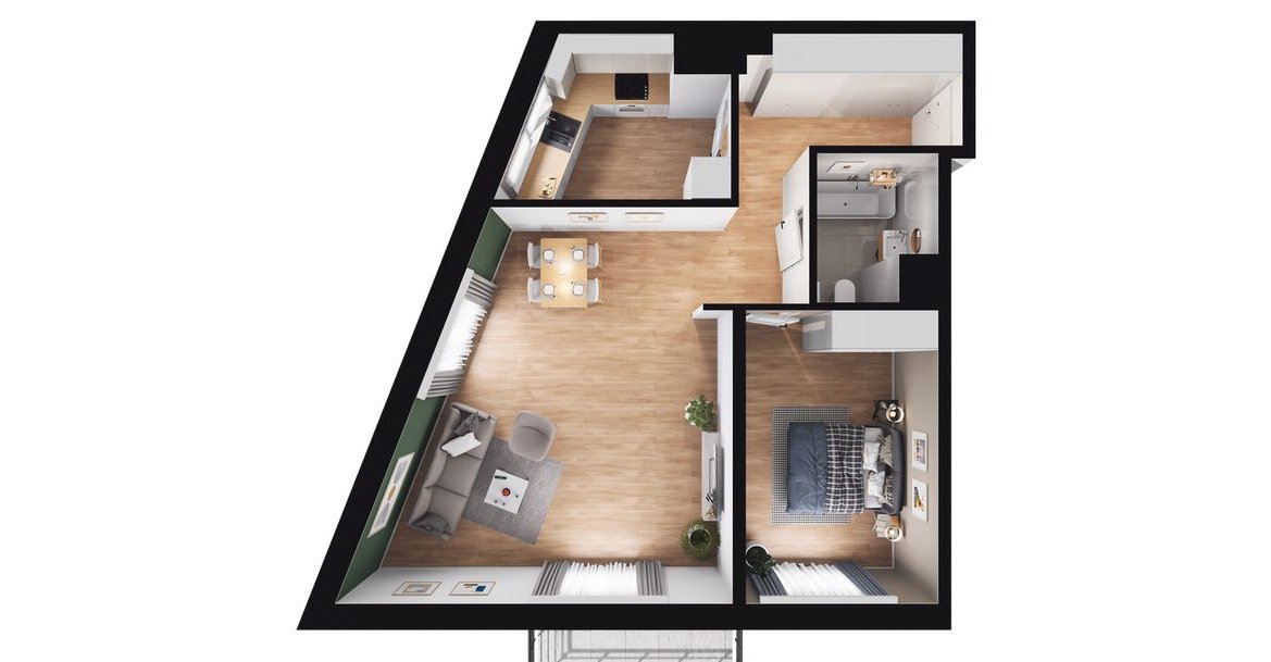 2-pokojowe mieszkanie 59m2 + balkon