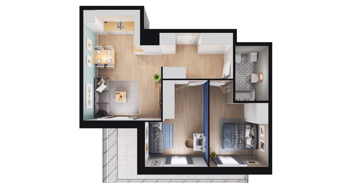 3-pokojowe mieszkanie 56m2 + balkon Bezpośrednio