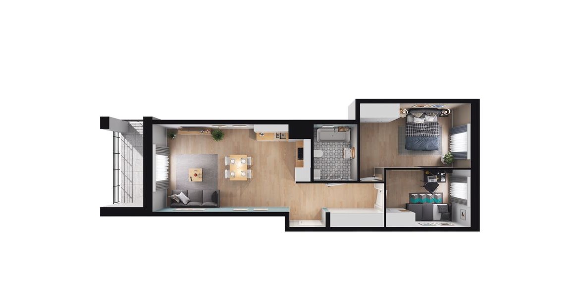 3-pokojowe mieszkanie 58m2 + loggia