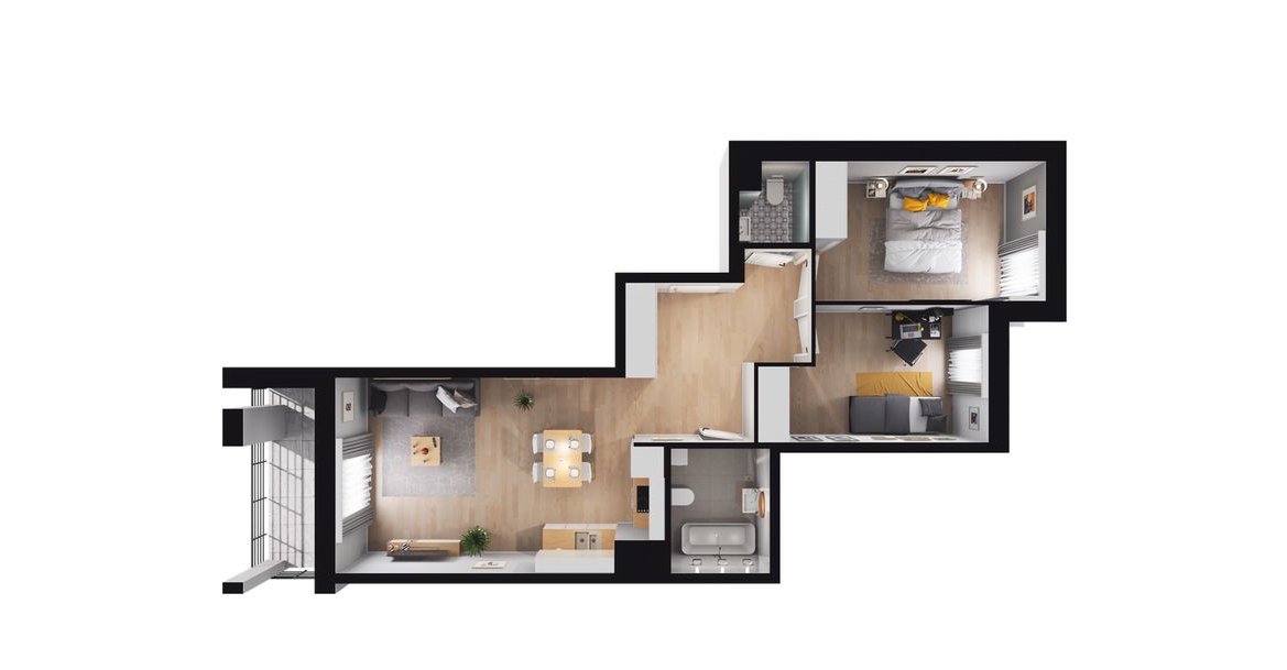 3-pokojowe mieszkanie 61m2 + loggia Bezpośrednio