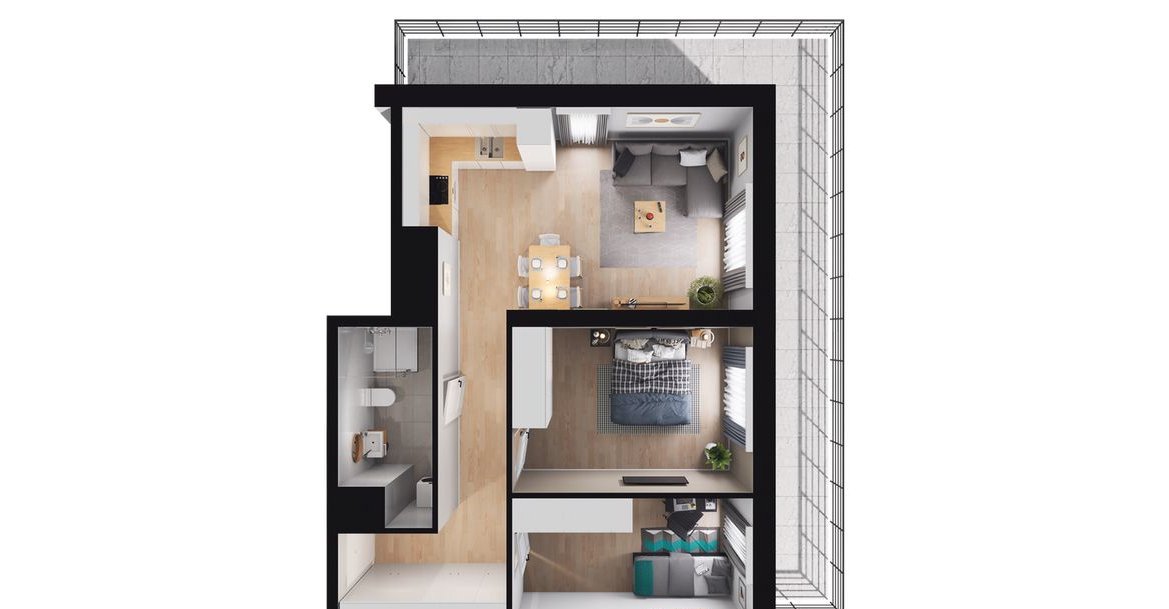 3-pokojowe mieszkanie 59m2 + loggia Bez Prowizji