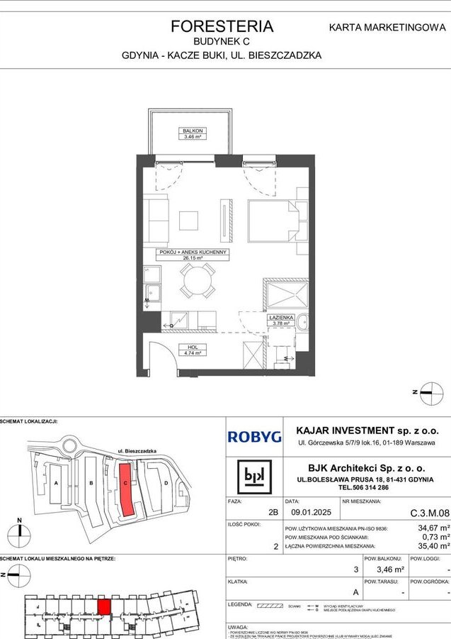 1-pokojowe mieszkanie 34m2 + balkon