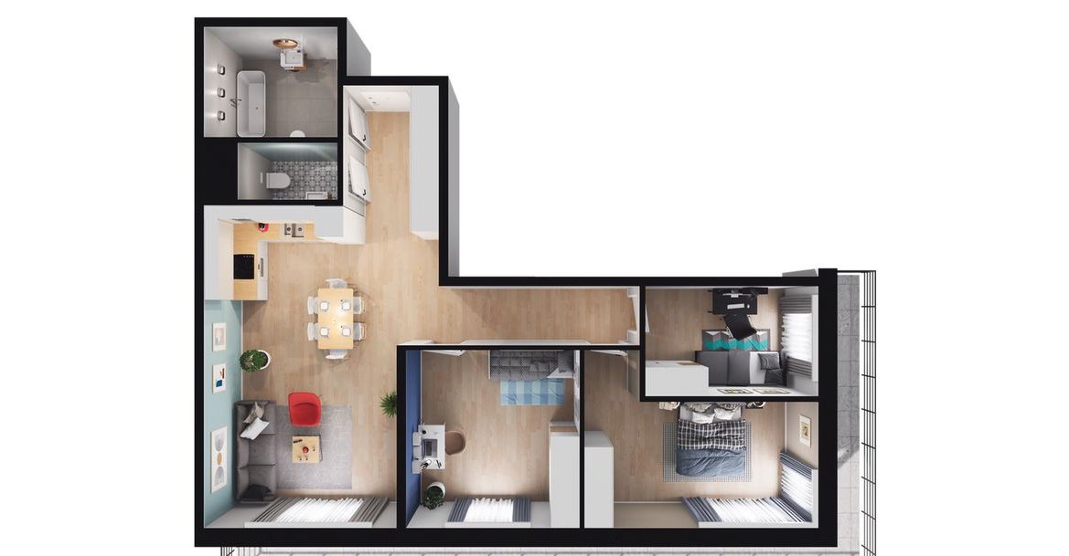 4-pokojowe mieszkanie 86m2 + balkon