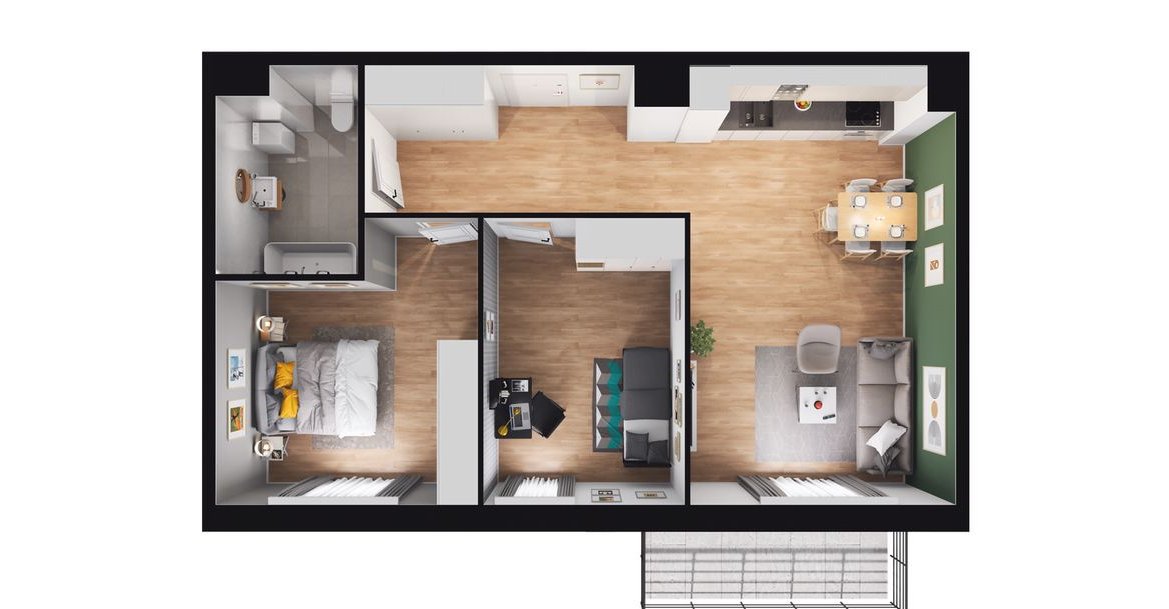 3-pokojowe mieszkanie 64m2 + balkon