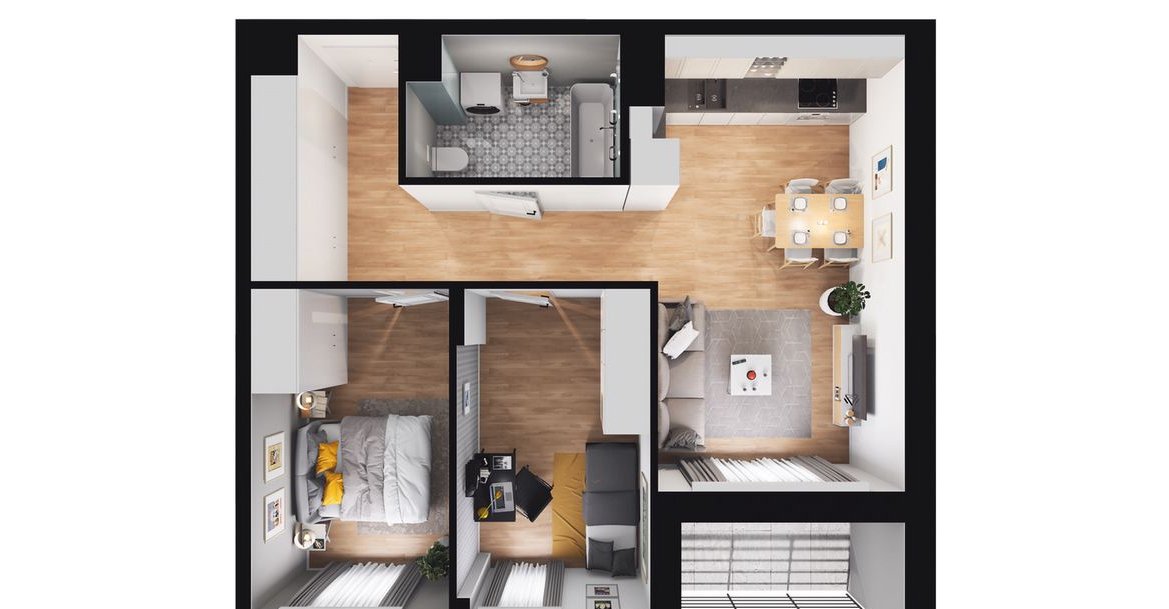 3-pokojowe mieszkanie 53m2 + loggia Bezpośrednio