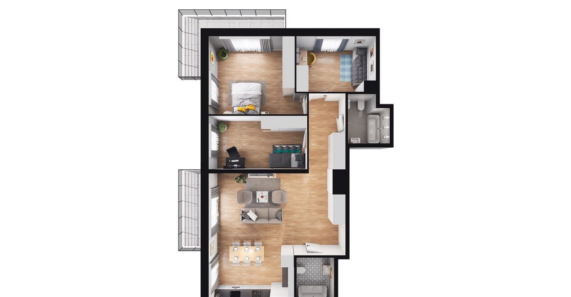 4-pokojowe mieszkanie 93m2 + 2 balkony
