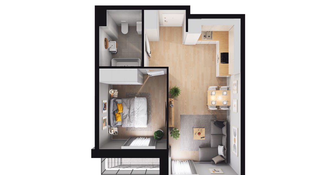 2-pokojowe mieszkanie 40m2 + loggia Bezpośrednio