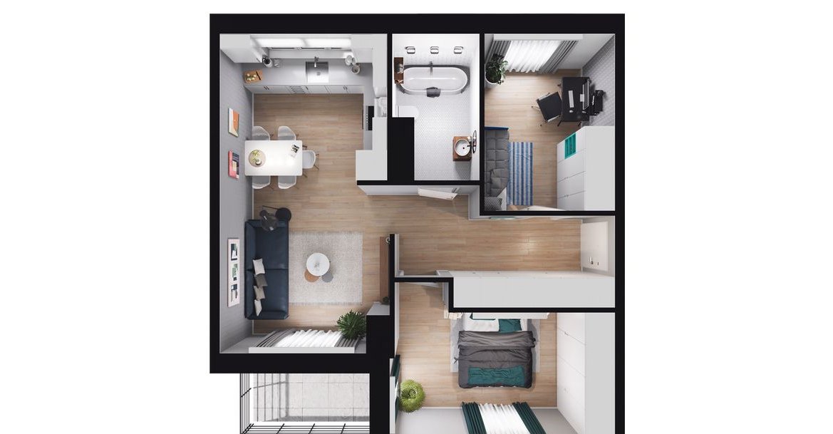 3-pokojowe mieszkanie 53m2 + loggia