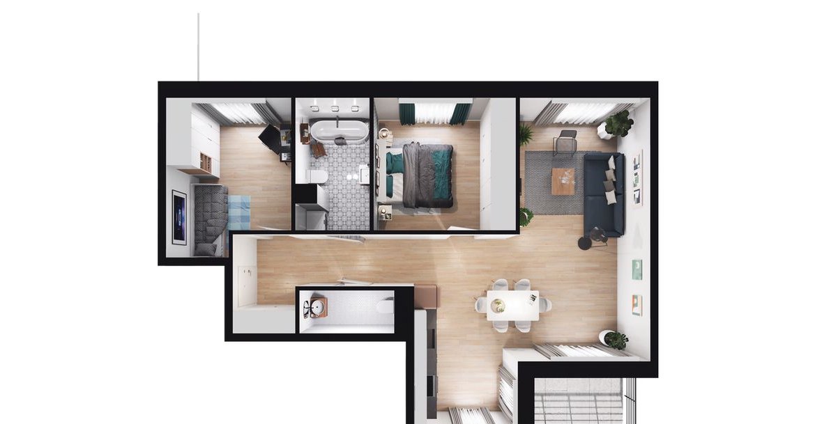 3-pokojowe mieszkanie 67m2 + loggia