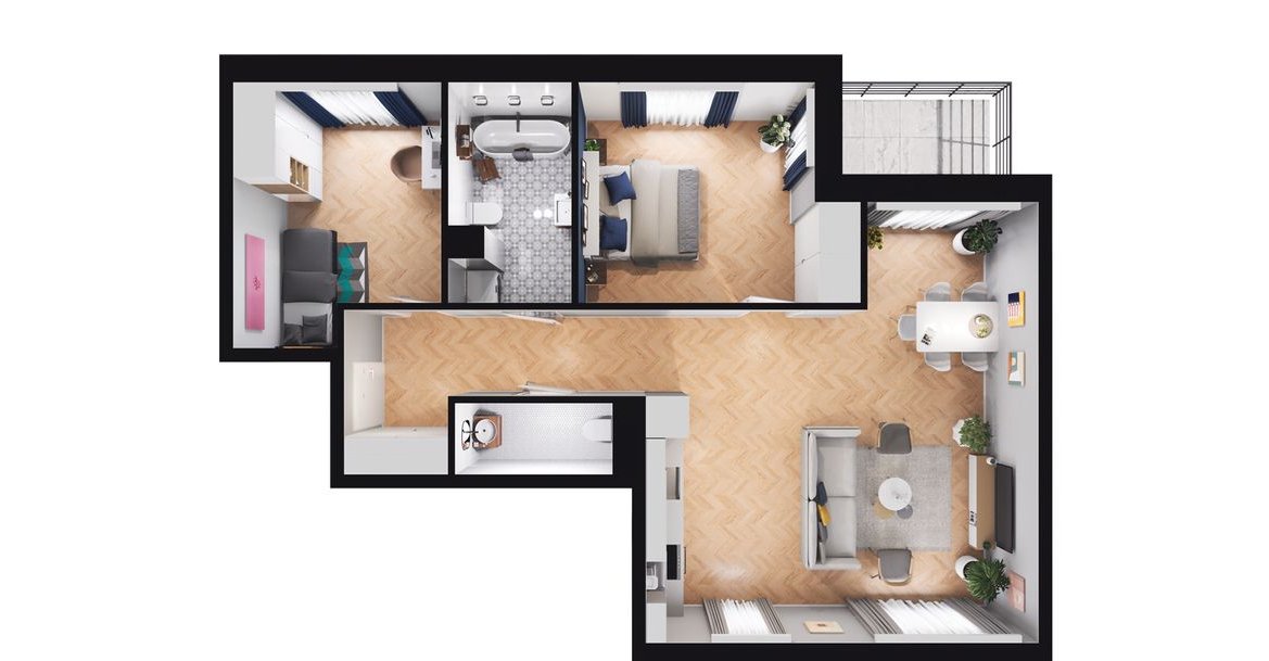 3-pokojowe mieszkanie 68m2 + loggia Bezpośrednio