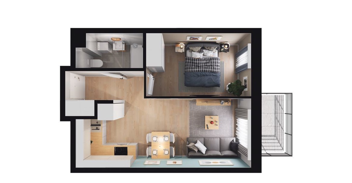 2-pokojowe mieszkanie 39m2 + balkon Bez Prowizji