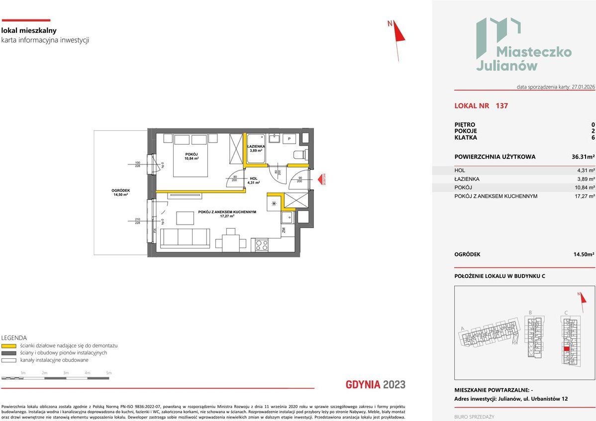 2-pokojowe mieszkanie 36m2 + ogródek