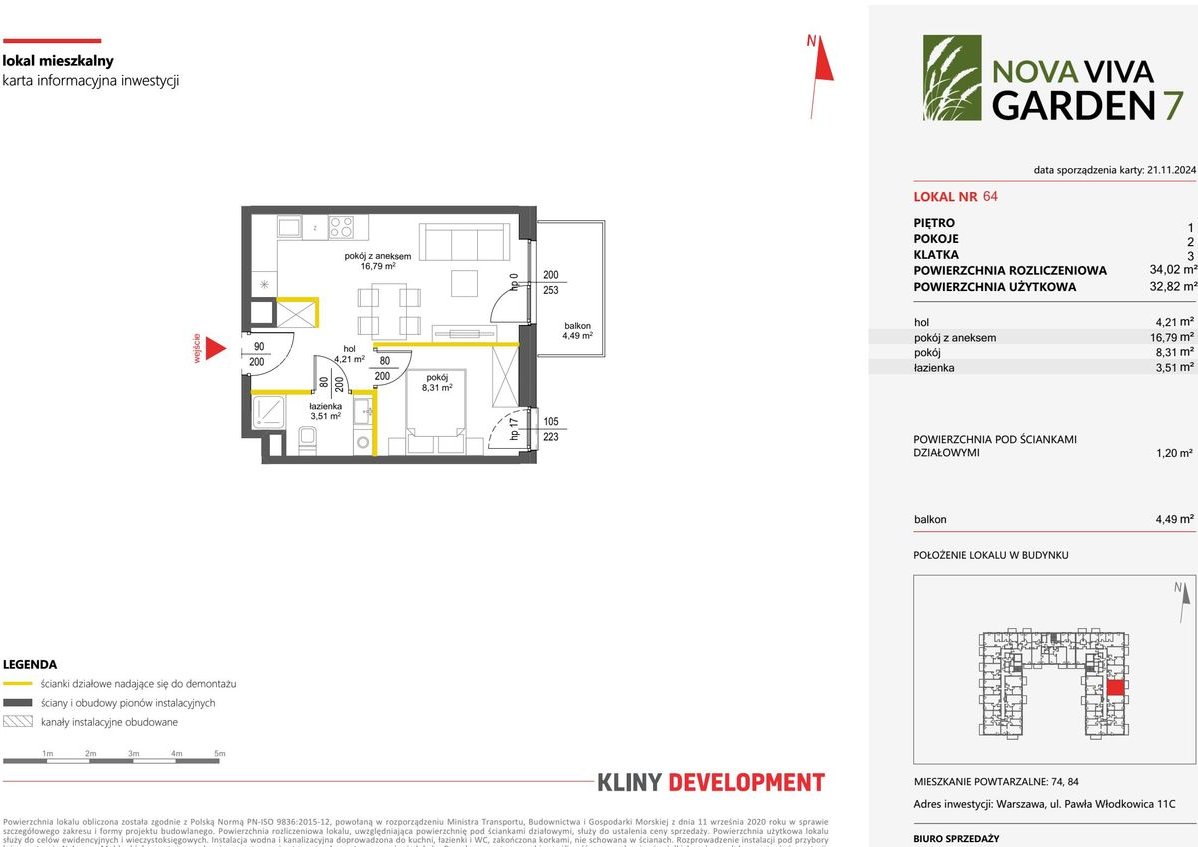 2-pokojowe mieszkanie 32m2 + balkon Bezpośrednio