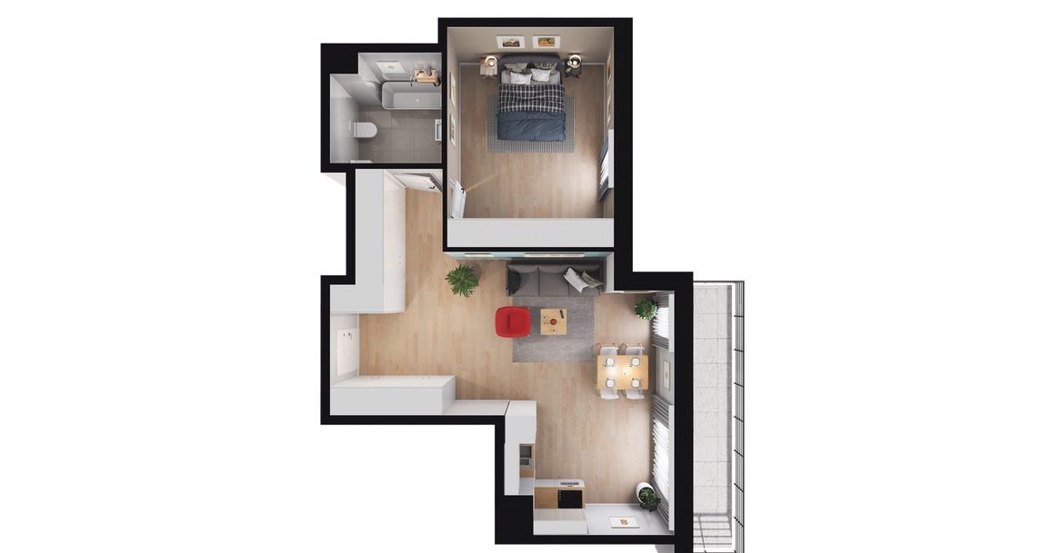 2-pokojowe mieszkanie 56m2 + balkon Bezpośrednio