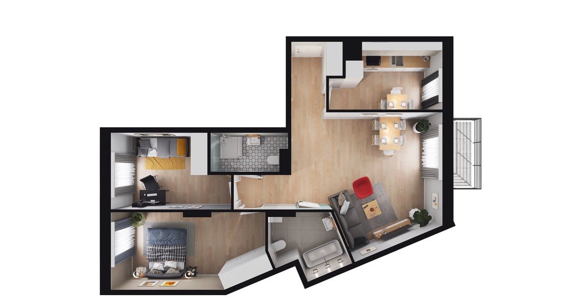 3-pokojowe mieszkanie 73m2 + balkon Bezpośrednio