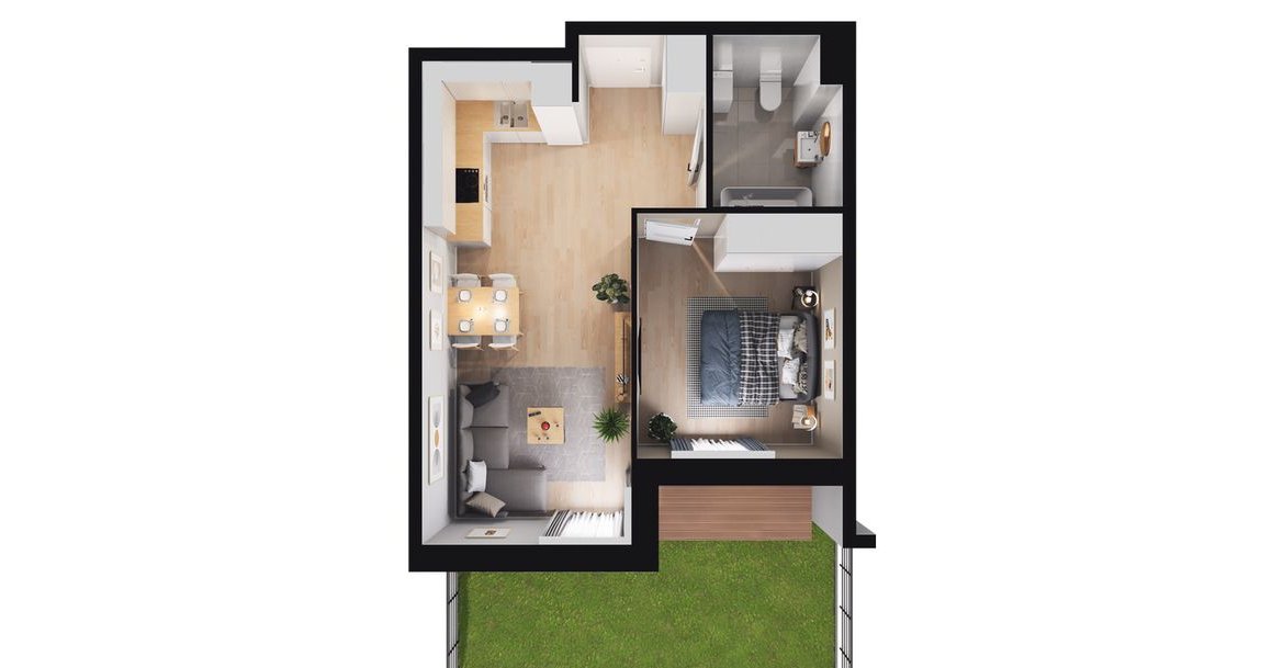 2-pokojowe mieszkanie 40m2 + ogródek Bezpośrednio