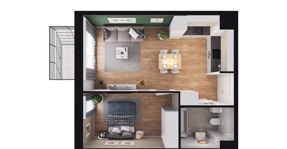 2-pokojowe mieszkanie 39m2 + balkon