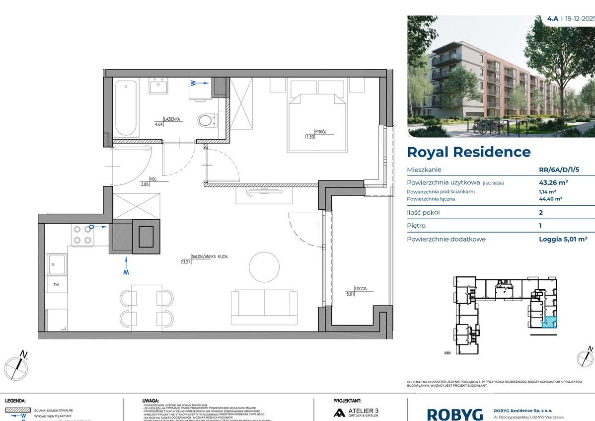 2-pokojowe mieszkanie 43m2 + loggia Bez Prowizji