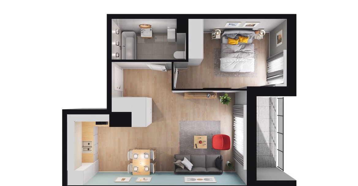 2-pokojowe mieszkanie 43m2 + loggia Bez Prowizji