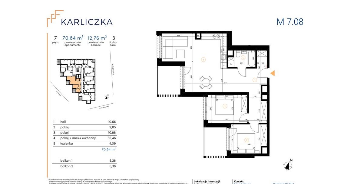 Karliczka | mieszkanie 3-pok. | A.7.08 - miejsce parkingowe GRATIS