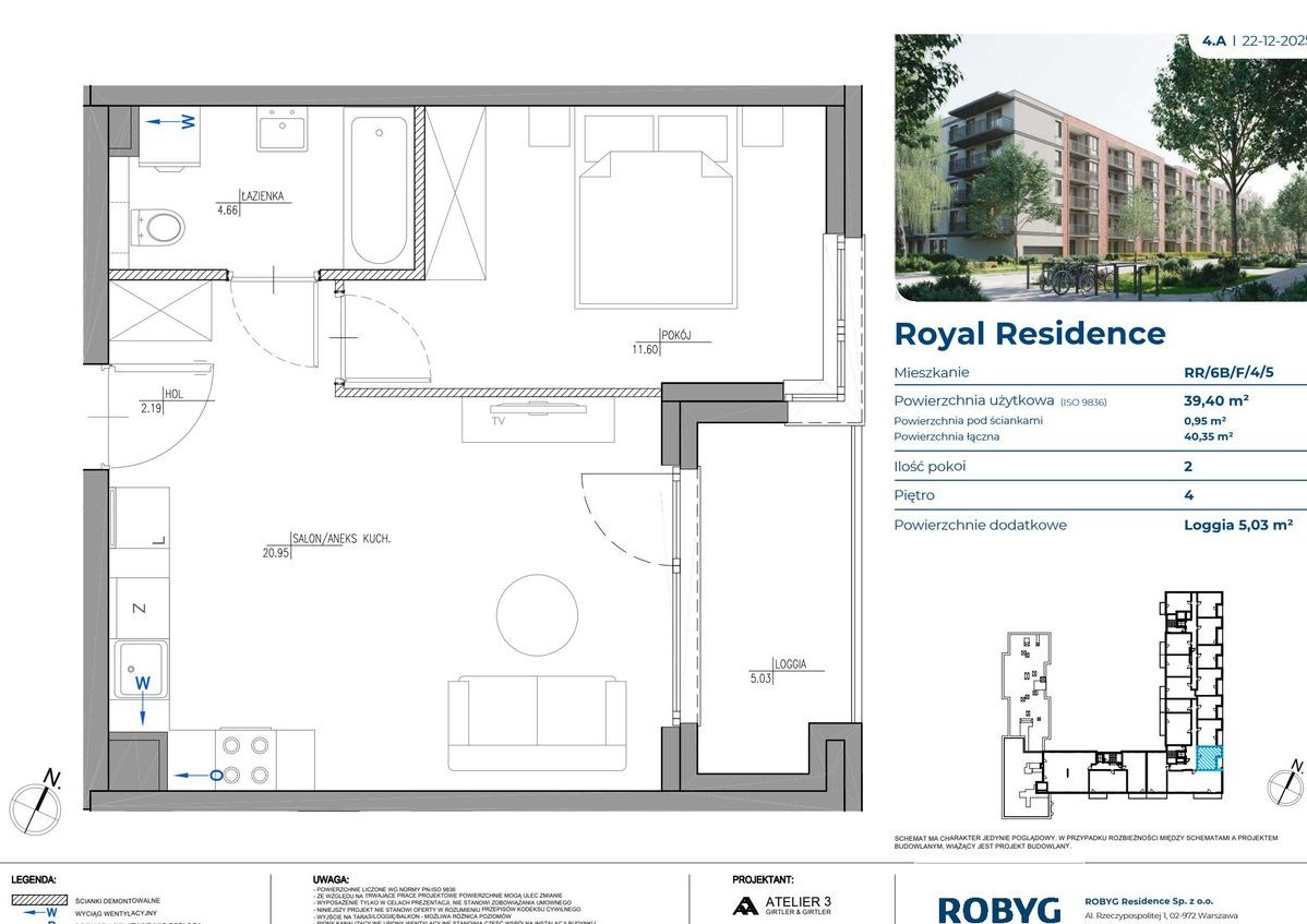 2-pokojowe mieszkanie 39m2 + loggia Bezpośrednio