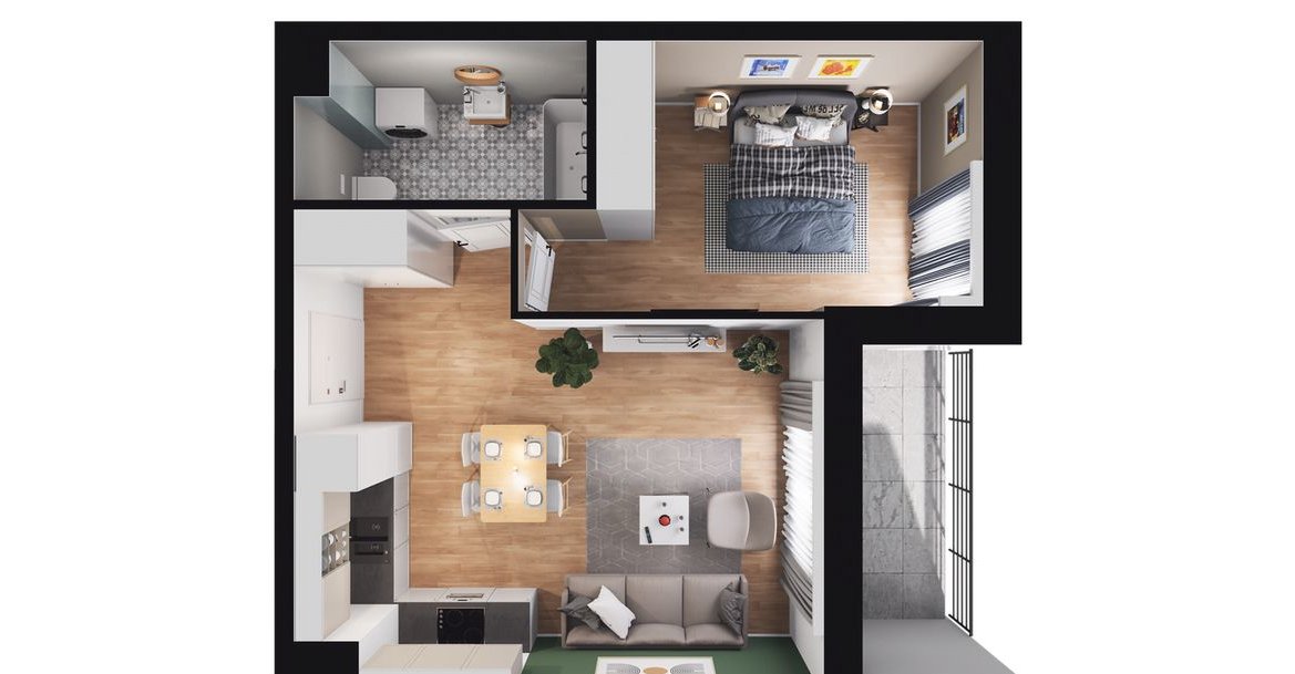 2-pokojowe mieszkanie 39m2 + loggia Bezpośrednio