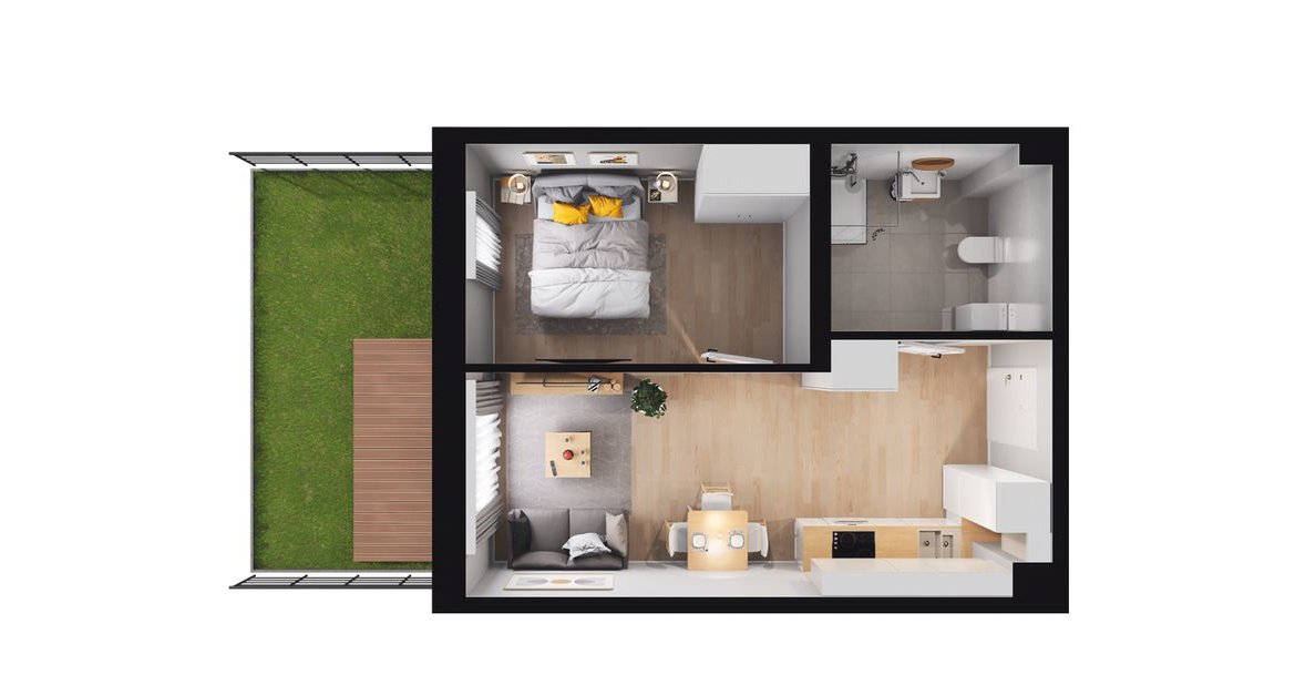 2-pokojowe mieszkanie 34m2 + ogródek Bezpośrednio