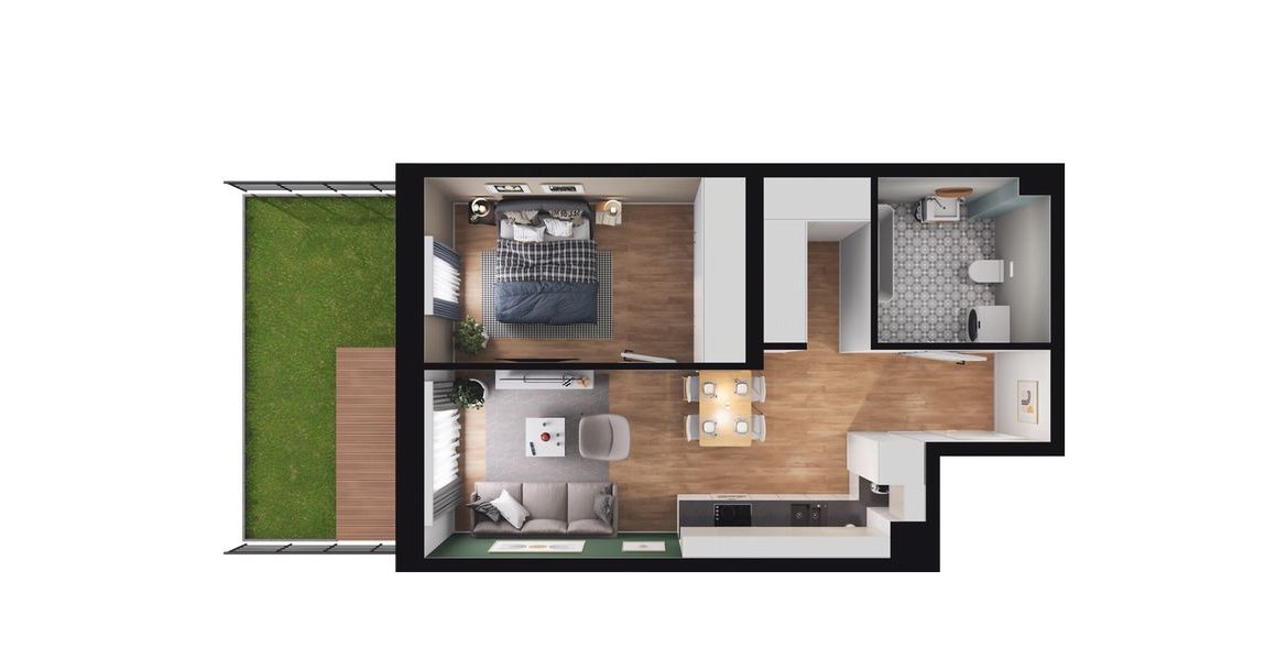 2-pokojowe mieszkanie 39m2 + ogródek Bez Prowizji