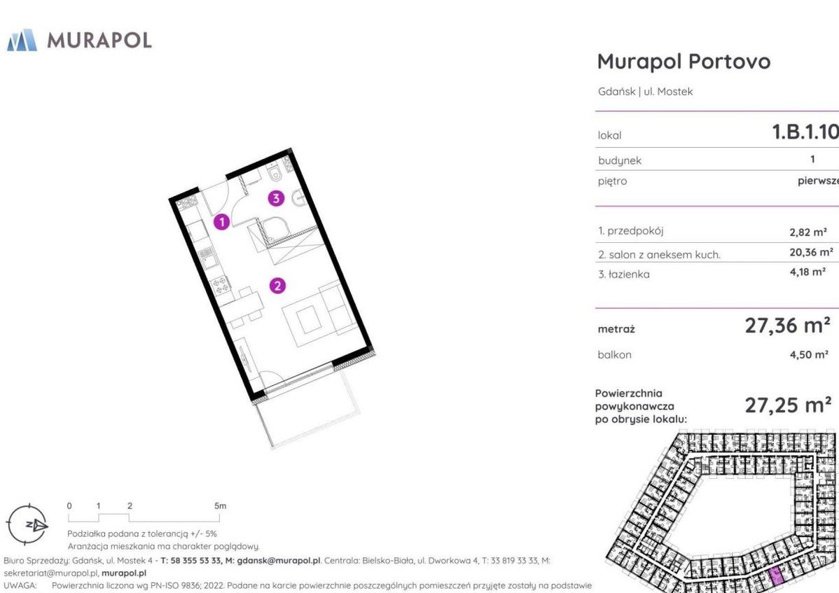 1-pokojowy apartament inwestycyjny 27m2 + balkon