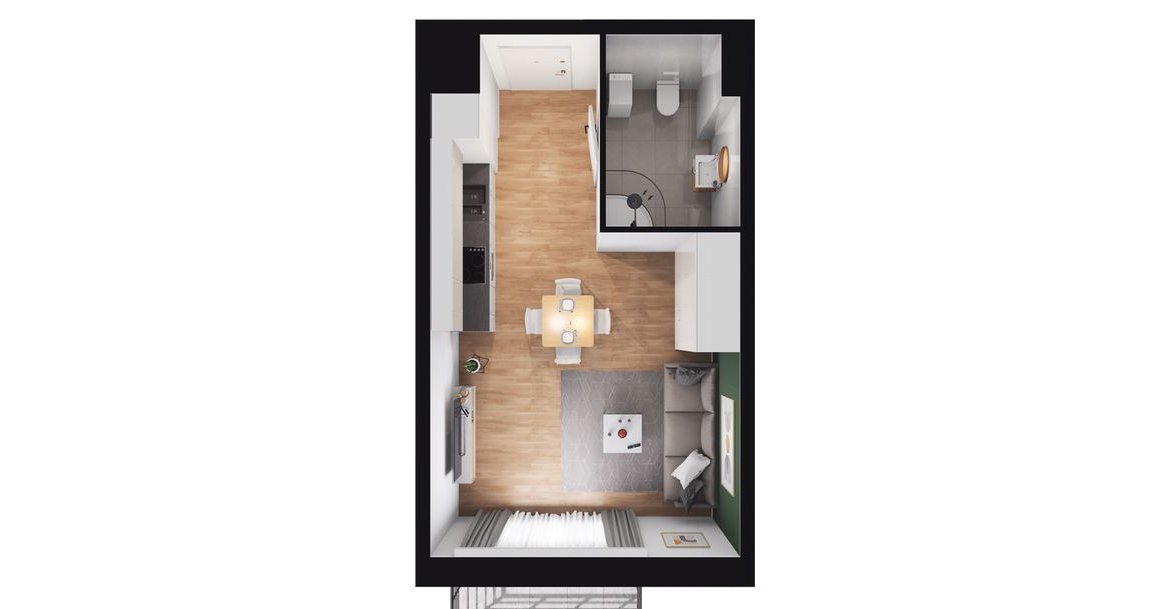 1-pokojowy apartament inwestycyjny 27m2 + balkon