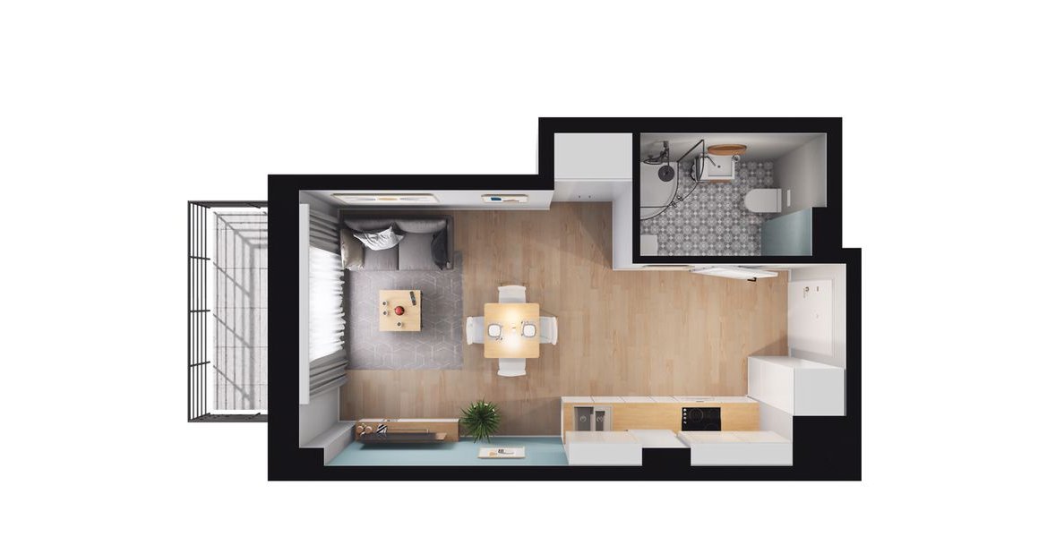 1-pokojowy apartament inwestycyjny 25m2 + balkon