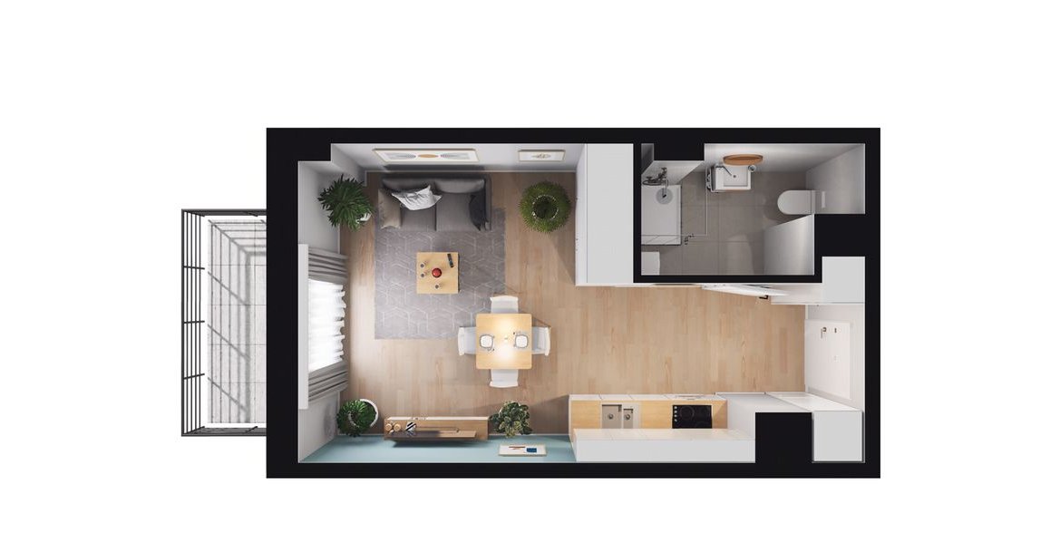 1-pokojowy apartament inwestycyjny 25m2 + balkon