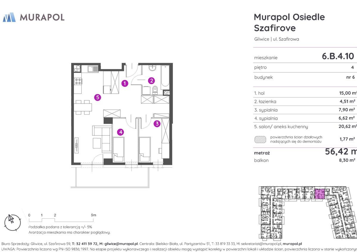 3-pokojowe mieszkanie 53m2 + balkon Bez Prowizji