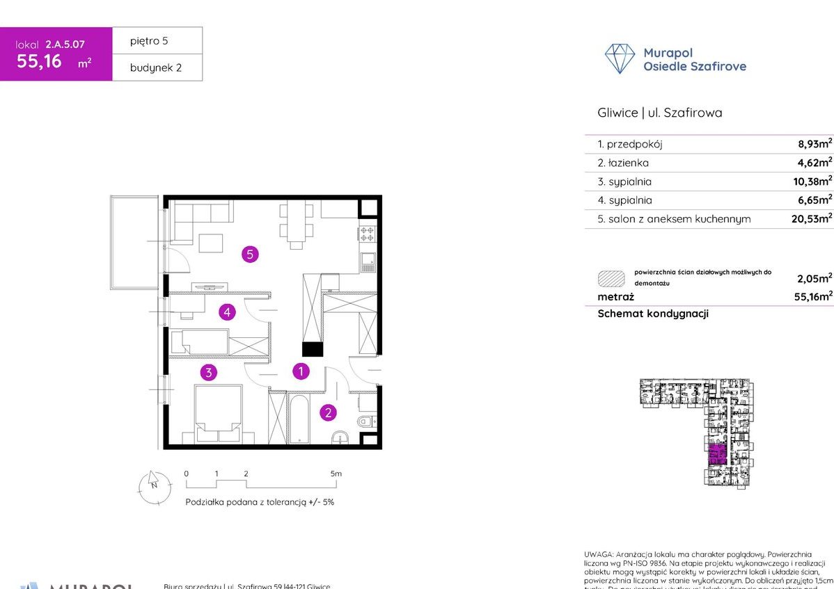 3-pokojowe mieszkanie 55m2 + balkon Bezpośrednio