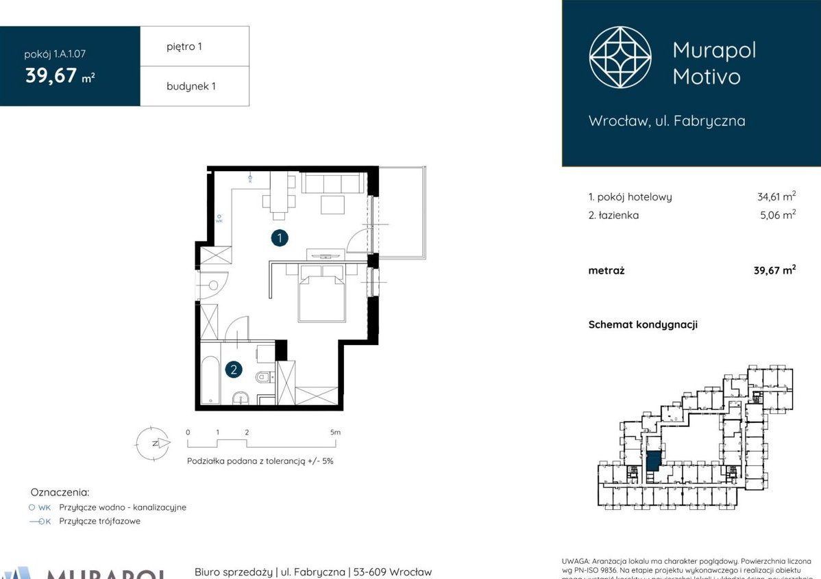 1-pokojowy apartament inwestycyjny 39m2 + balkon