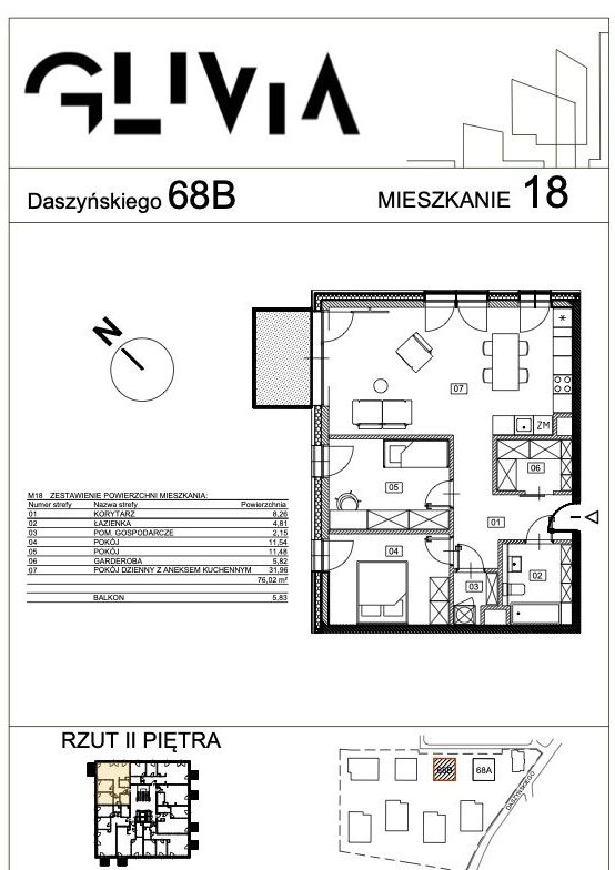 Mieszkanie B18 - duża ilość pomieszczeń, duży balkon!