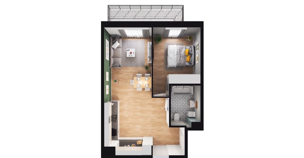 2-pokojowe mieszkanie 45m2 + balkon