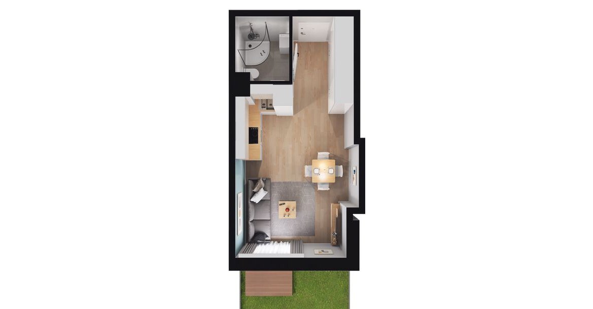 1-pokojowe mieszkanie 25m2 + ogródek Bezpośrednio