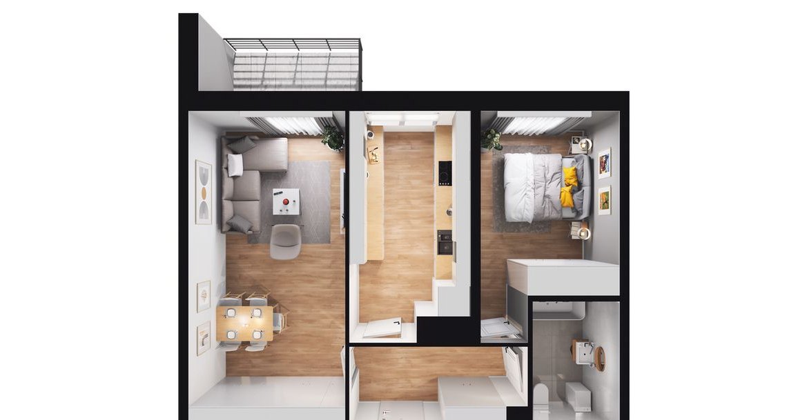 2-pokojowe mieszkanie 53m2 + balkon Bezpośrednio