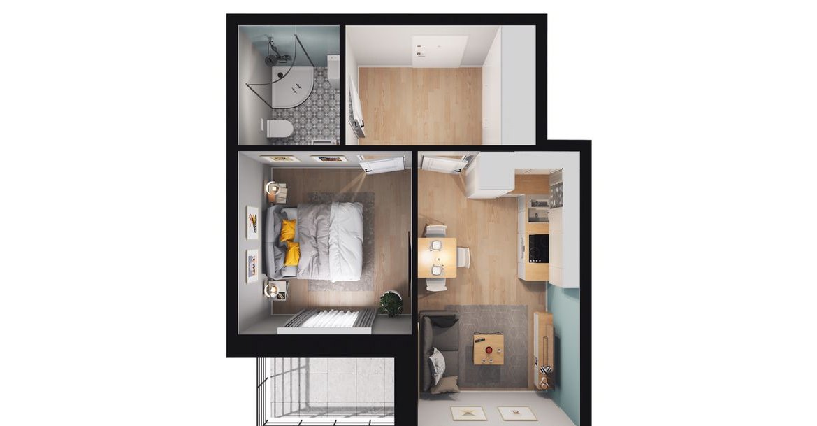 2-pokojowy apartament inwestycyjny 28m2 + balkon