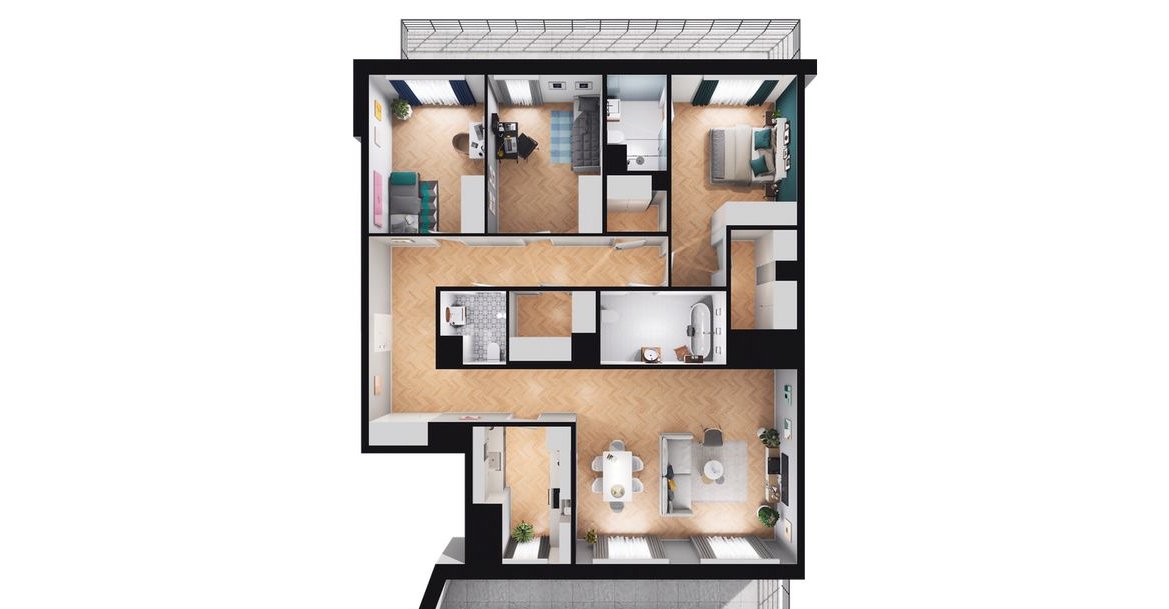 4-pokojowe mieszkanie 109m2 + 2 balkony