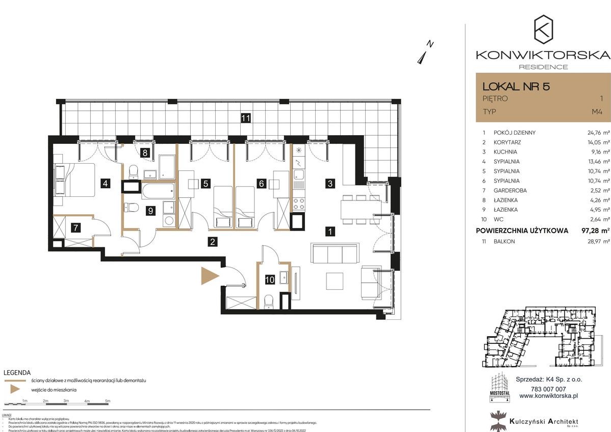 4-pokojowe mieszkanie 97m2 + balkon Bez Prowizji