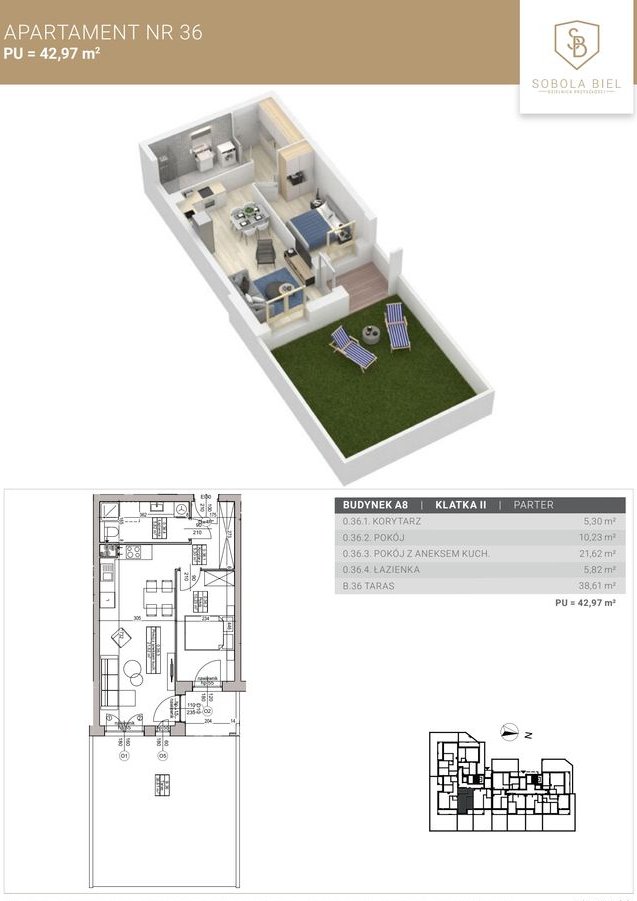 2-pokojowe mieszkanie 42m2 + taras Bez Prowizji