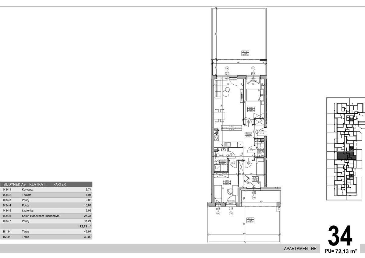 4-pokojowe mieszkanie 72m2 + 2 tarasy Bez Prowizji