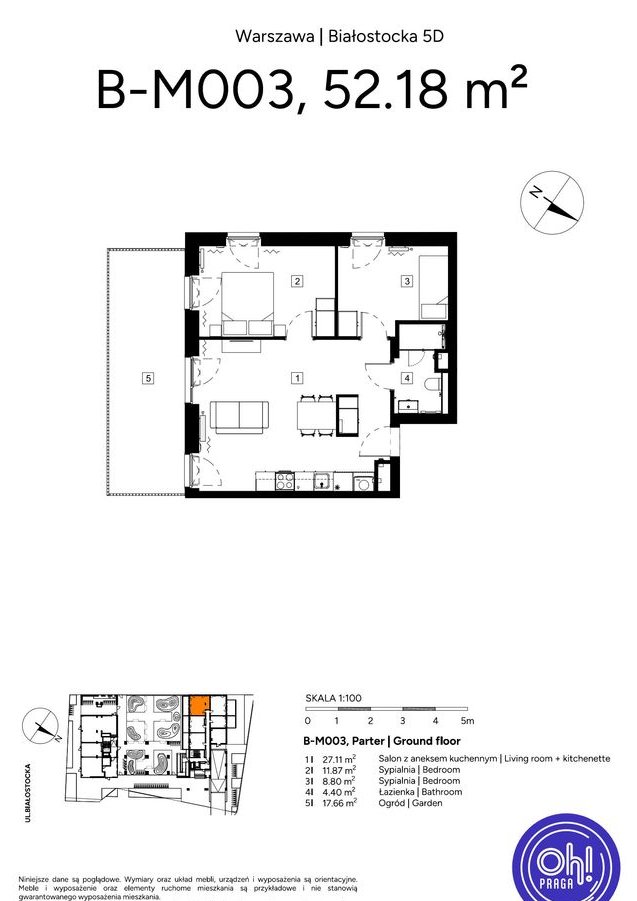 3-pokojowe mieszkanie 52m2 + ogródek Bez Prowizji