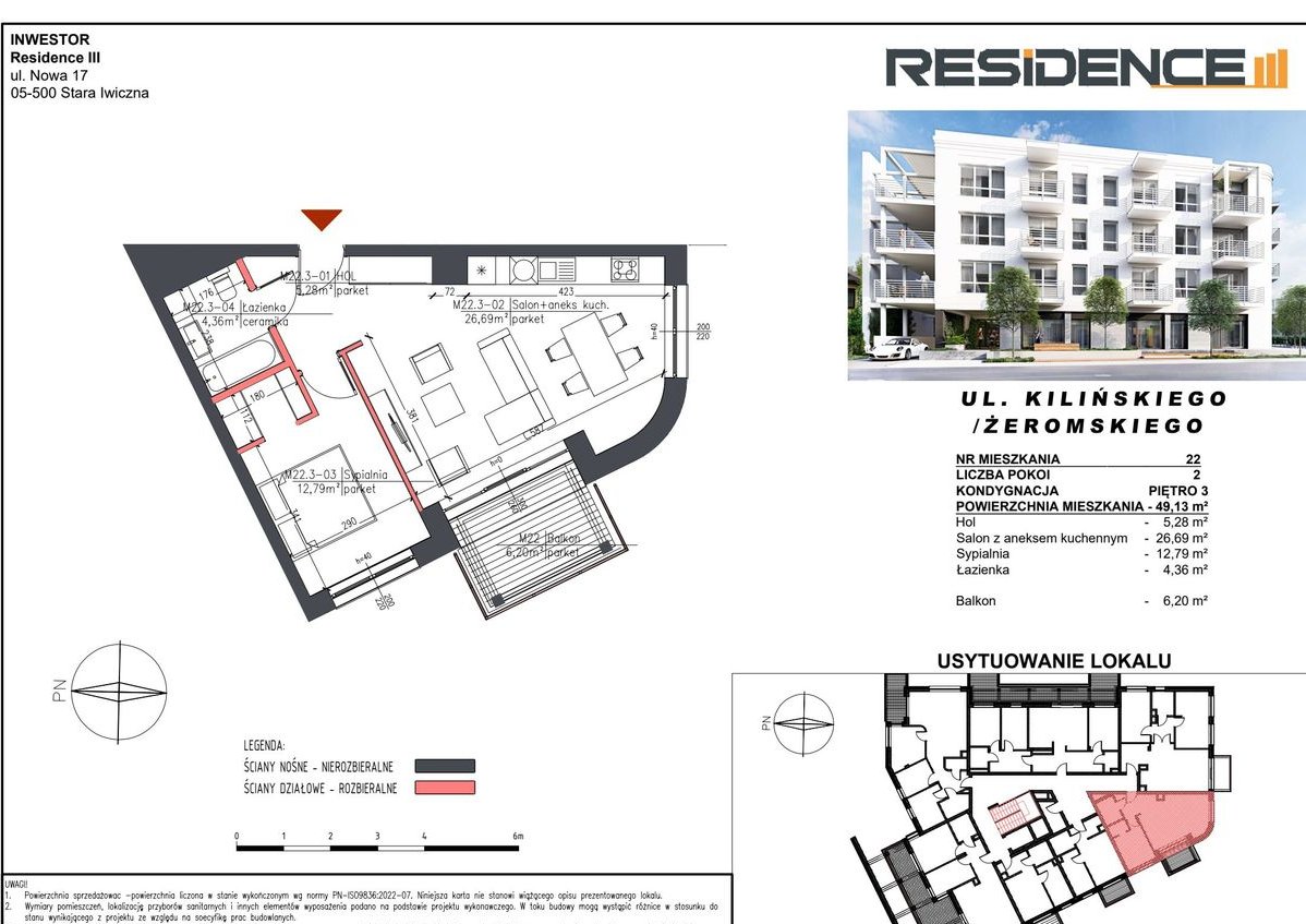 2-pokojowe mieszkanie 49m2 + balkon