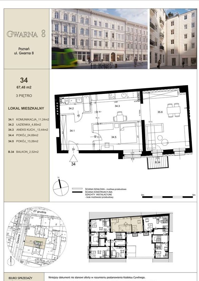 2-pokojowe mieszkanie 67m2 + balkon Bez Prowizji