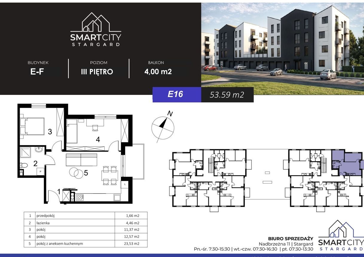 3-pokojowe mieszkanie 53m2 + balkon