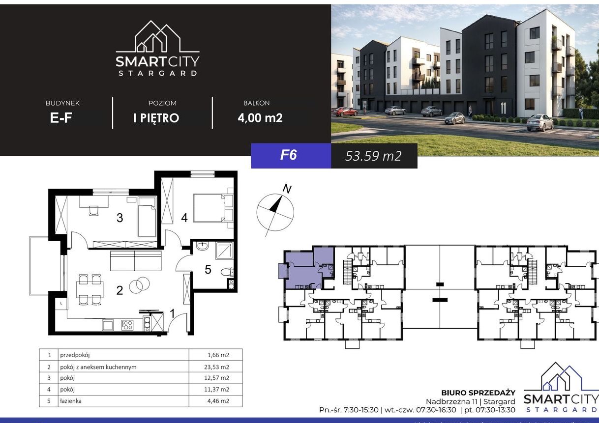 3-pokojowe mieszkanie 53m2 + balkon Bezpośrednio