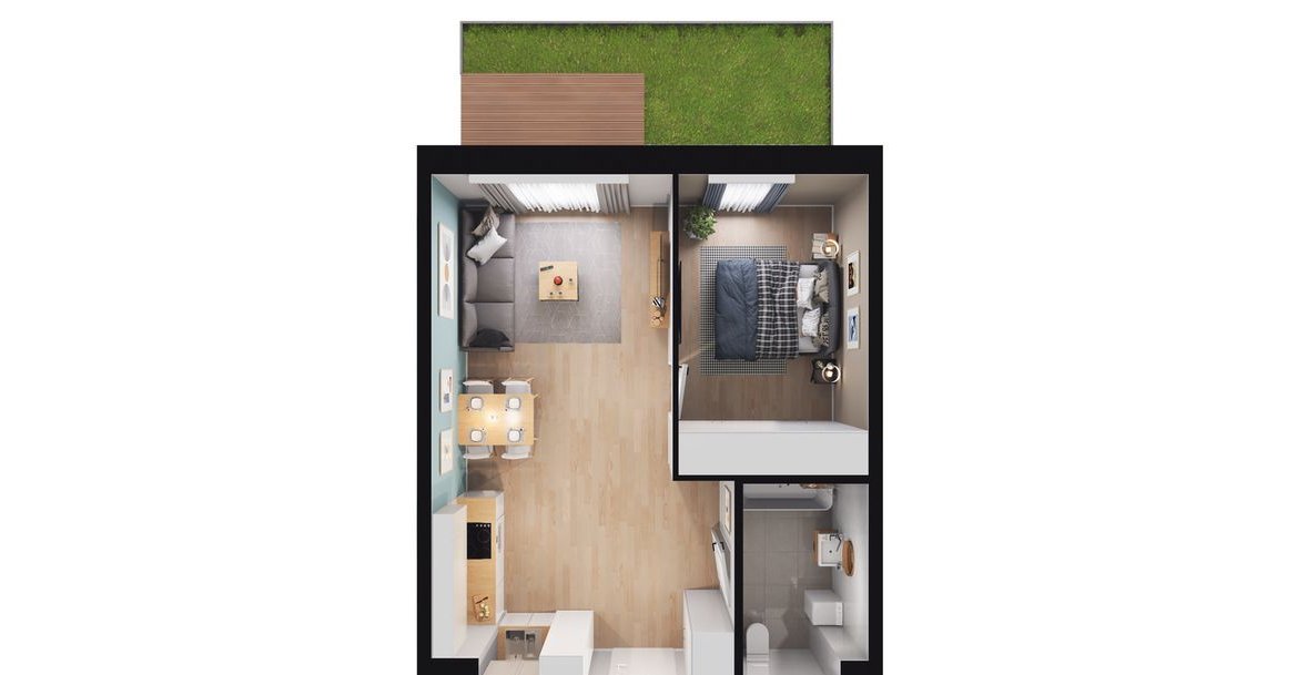 2-pokojowe mieszkanie 42m2 + ogródek Bez Prowizji